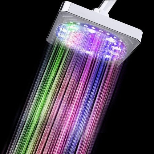 7 Colors LED Auto Changing Shower Square Head Light Bathroom - Image 2